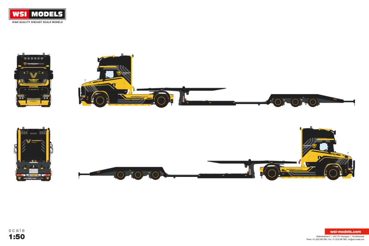 01-5198 -WSI - SCANIA T5 TORPEDO TOPLINE 4X2 TRUCK TRANSPORTER - 3achs "Versteijnen Trucks